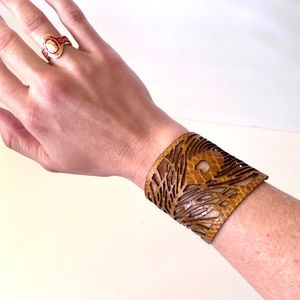 Leather Peacock Feather Cuff